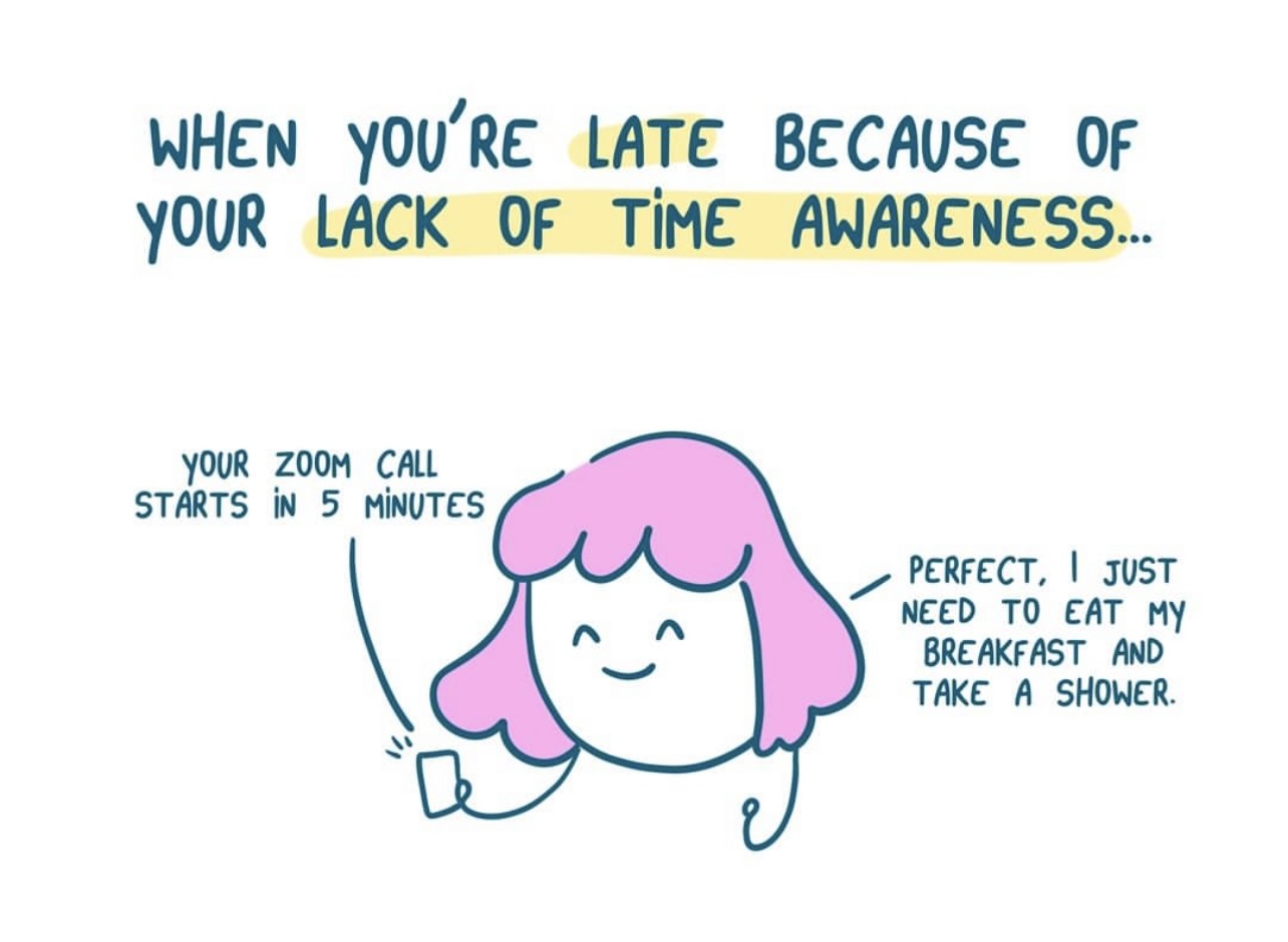 Graphic on a graphic about ADHD and being late